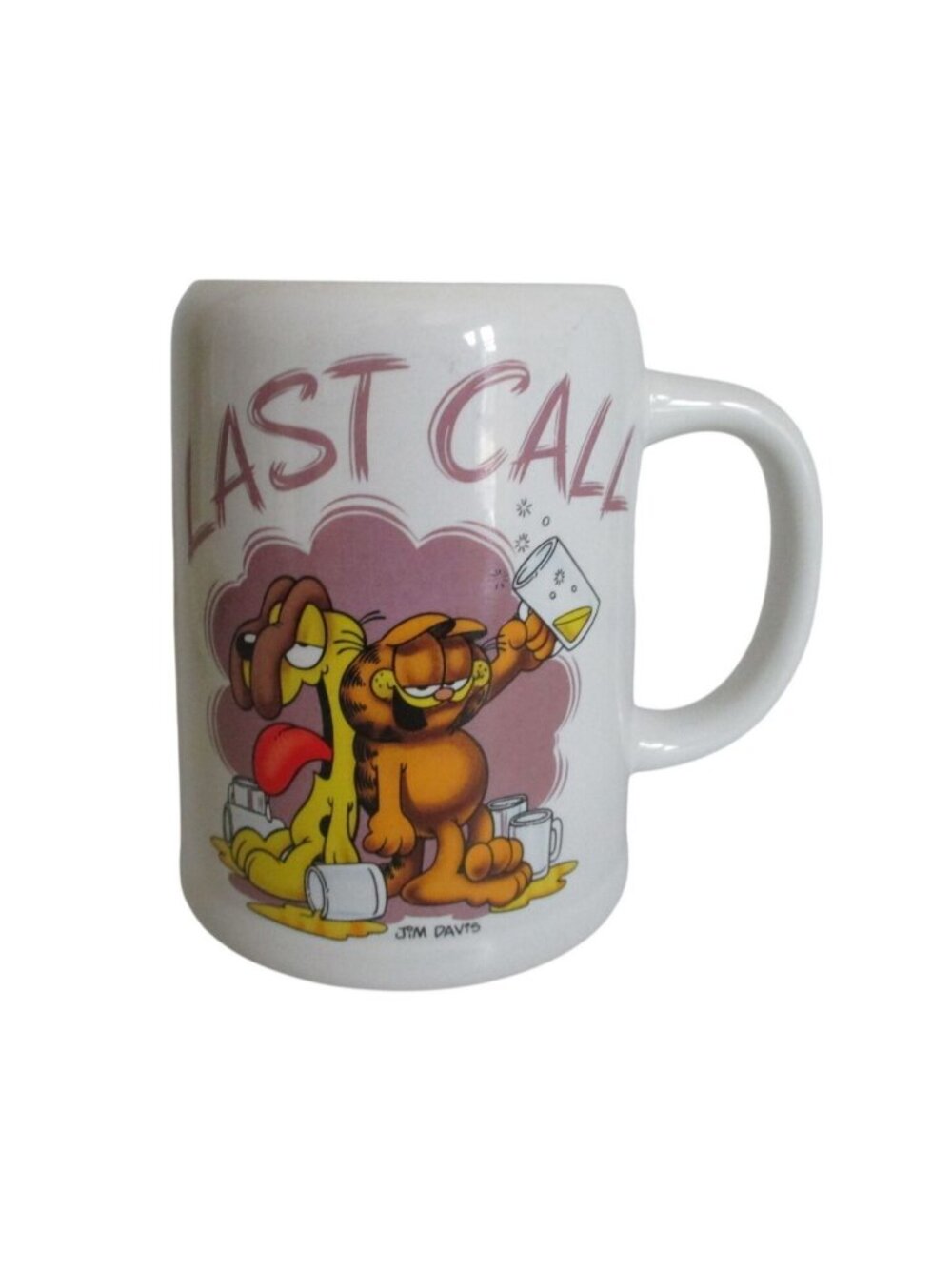 Vintage Garfield and Odie "Last Call" 16 oz Coffee Mug By Jim Davis